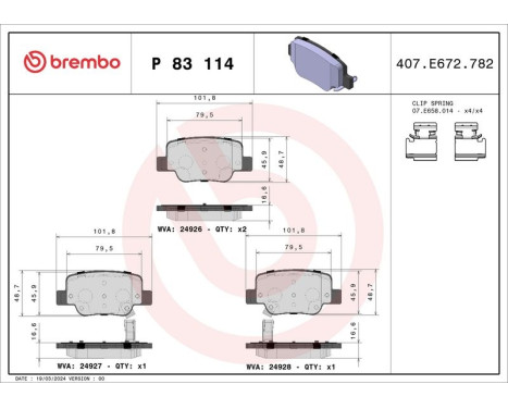 Brake Pad Set, disc brake P 83 114 Brembo, Image 3