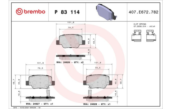Brake Pad Set, disc brake P 83 114 Brembo, Image 2