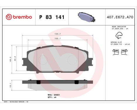 Brake Pad Set, disc brake P 83 141 Brembo, Image 3