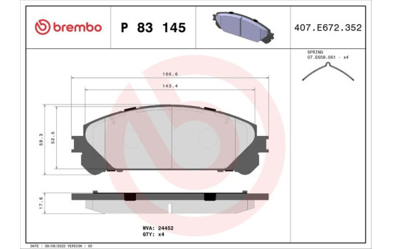 Brake Pad Set, disc brake P 83 145 Brembo, Image 2