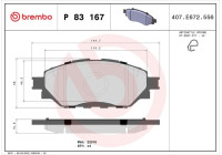 Brake Pad Set, disc brake P 83 167 Brembo