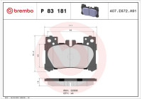 Brake pad set, disc brake P 83 181 Brembo