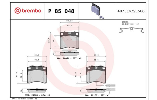 Brake Pad Set, disc brake P 85 048 Brembo, Image 2
