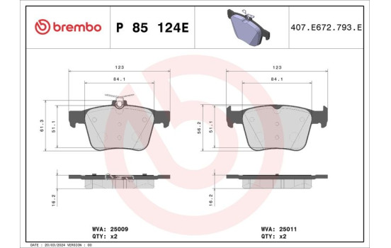 Brake pad set, disc brake P 85 124E Brembo, Image 4