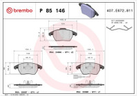Brake Pad Set, disc brake P 85 146 Brembo