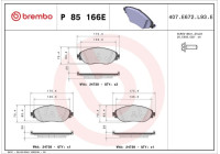Brake pad set, disc brake P 85 166E Brembo