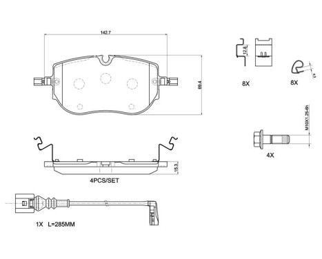 Brake pad set, disc brake P 85 192 Brembo, Image 4