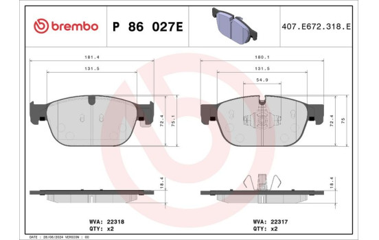 Brake pad set, disc brake P 86 027E Brembo, Image 4