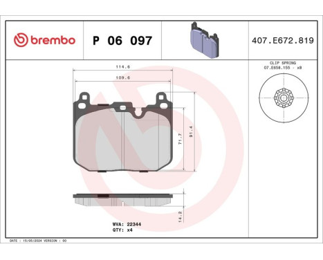 Brake Pad Set, disc brake P06097 Brembo, Image 3