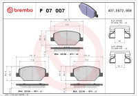 Brake Pad Set, disc brake P07007 Brembo
