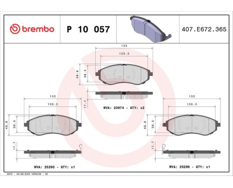 Brake Pad Set, disc brake P10057 Brembo, Image 3