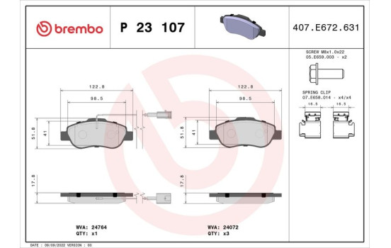 Brake Pad Set, disc brake P23107 Brembo, Image 2