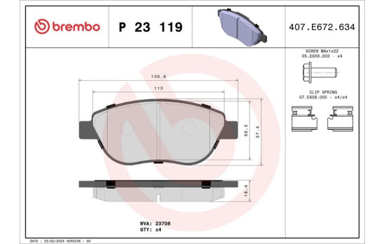 Brake Pad Set, disc brake P23119 Brembo, Image 2