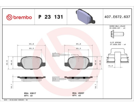 Brake Pad Set, disc brake P23131 Brembo, Image 3