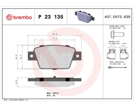 Brake Pad Set, disc brake P23135 Brembo, Image 3