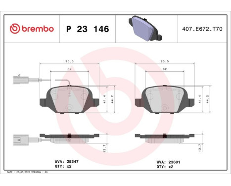 Brake Pad Set, disc brake P23146 Brembo, Image 3