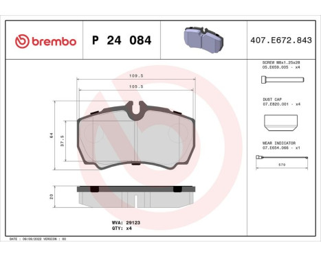 Brake Pad Set, disc brake P24084 Brembo, Image 3