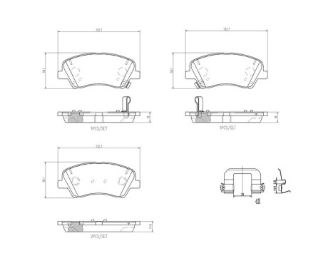 Brake Pad Set, disc brake P30098 Brembo, Image 2