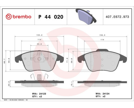Brake Pad Set, disc brake P44020 Brembo, Image 3