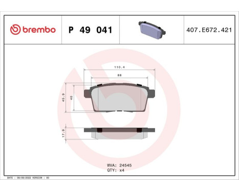 Brake Pad Set, disc brake P49041 Brembo, Image 3