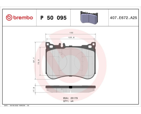 Brake Pad Set, disc brake P50095 Brembo, Image 3
