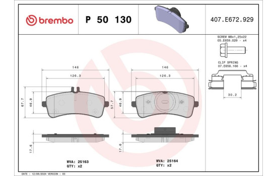 Brake Pad Set, disc brake P50130 Brembo