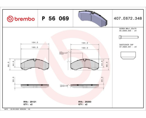 Brake Pad Set, disc brake P56069 Brembo, Image 3