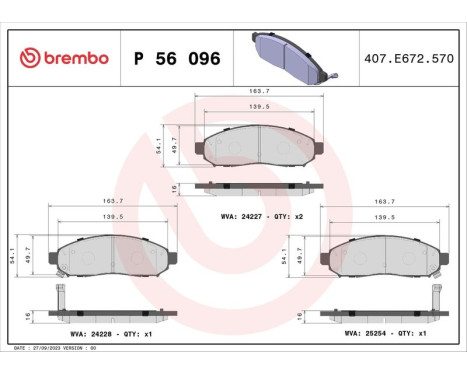 Brake Pad Set, disc brake P56096 Brembo, Image 3