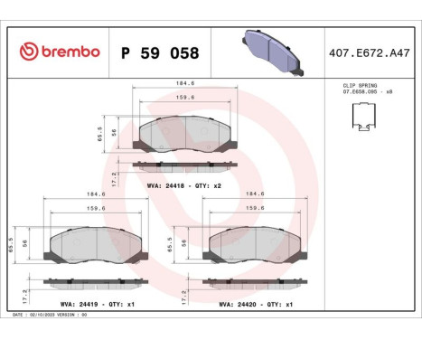 Brake Pad Set, disc brake P59058 Brembo, Image 3