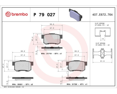 Brake Pad Set, disc brake P79027 Brembo, Image 3