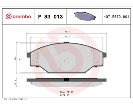 Brake Pad Set, disc brake P83013 Brembo, Image 3