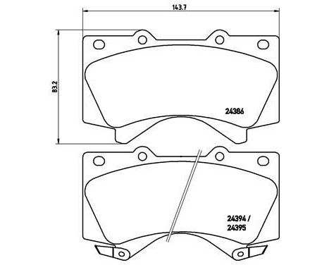 Brake Pad Set, disc brake P83107 Brembo, Image 2