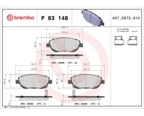 Brake Pad Set, disc brake P83148 Brembo, Image 3