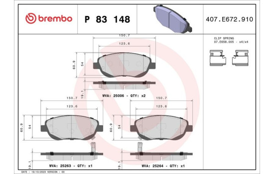 Brake Pad Set, disc brake P83148 Brembo, Image 2