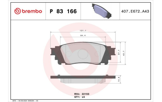 Brake Pad Set, disc brake P83166 Brembo, Image 3