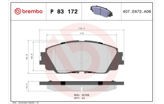 Brake Pad Set, disc brake P83172 Brembo