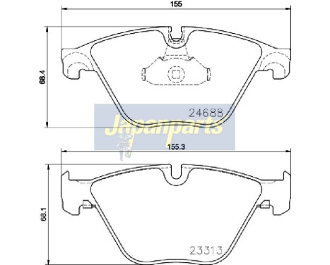 Brake Pad Set, disc brake PA-0126AF Japanparts, Image 2