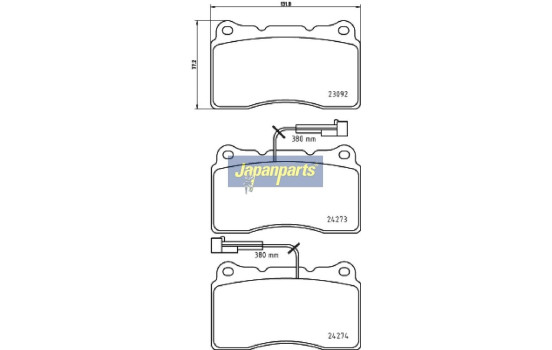 Brake Pad Set, disc brake PA-0207AF Japanparts, Image 2