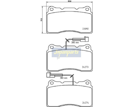Brake Pad Set, disc brake PA-0207AF Japanparts, Image 2