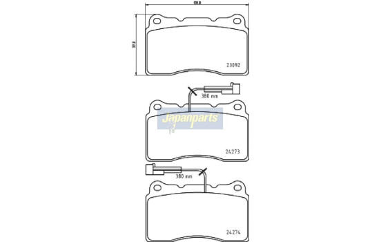 Brake Pad Set, disc brake PA-0207AF Japanparts, Image 2