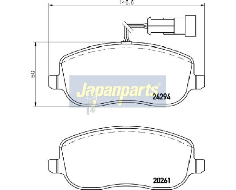 Brake Pad Set, disc brake PA-0220AF Japanparts, Image 2