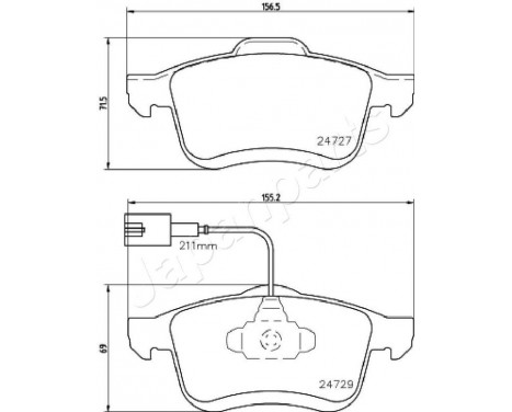 Brake Pad Set, disc brake PA-0221AF Japanparts, Image 2