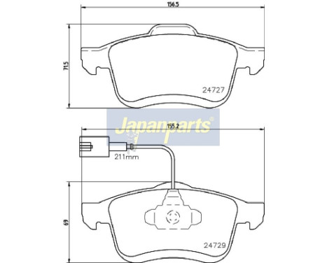Brake Pad Set, disc brake PA-0221AF Japanparts, Image 2