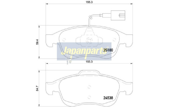 Brake Pad Set, disc brake PA-0243AF Japanparts, Image 2