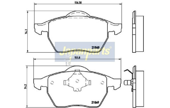 Brake Pad Set, disc brake PA-0312AF Japanparts, Image 2