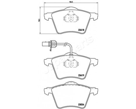 Brake Pad Set, disc brake PA-0314AF Japanparts, Image 2