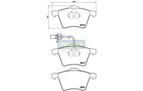 Brake Pad Set, disc brake PA-0314AF Japanparts, Image 2