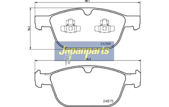 Brake Pad Set, disc brake PA-0334AF Japanparts, Image 2