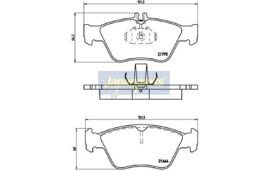 Brake Pad Set, disc brake PA-0508AF Japanparts, Image 2