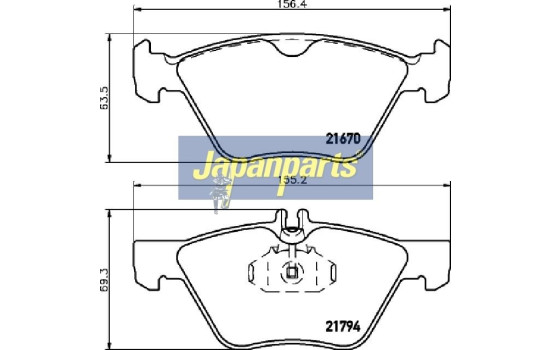 Brake Pad Set, disc brake PA-0520AF Japanparts, Image 2